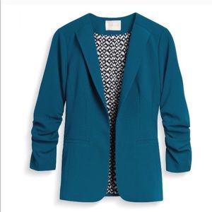 Skies are Blue Raja Collarless Blazer Teal Green